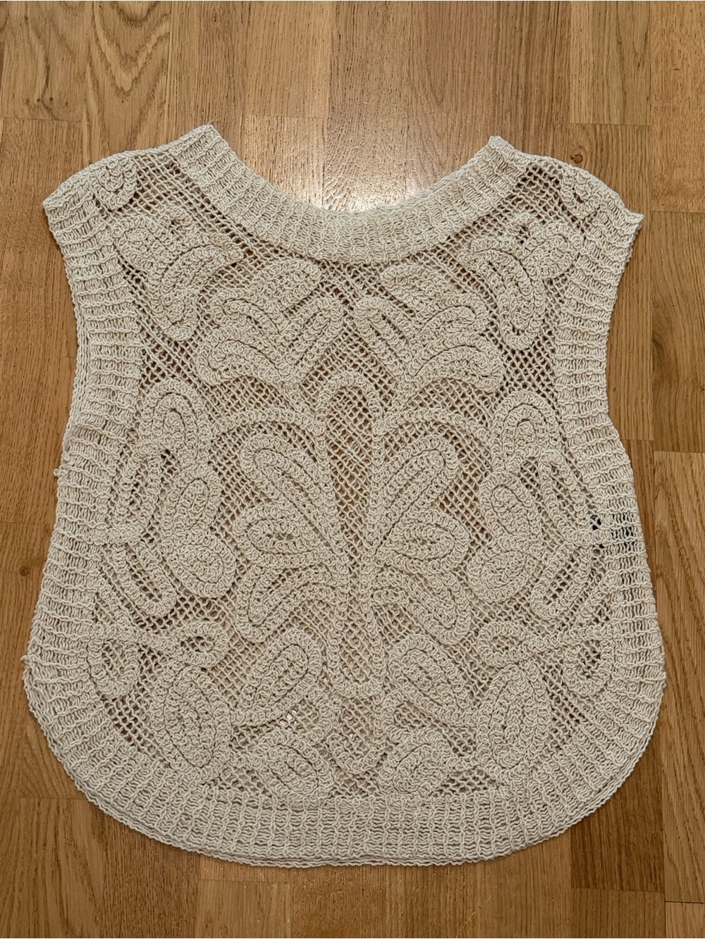 POL Cream Crochet Openwork Scoop-Neck Sweater Shell
